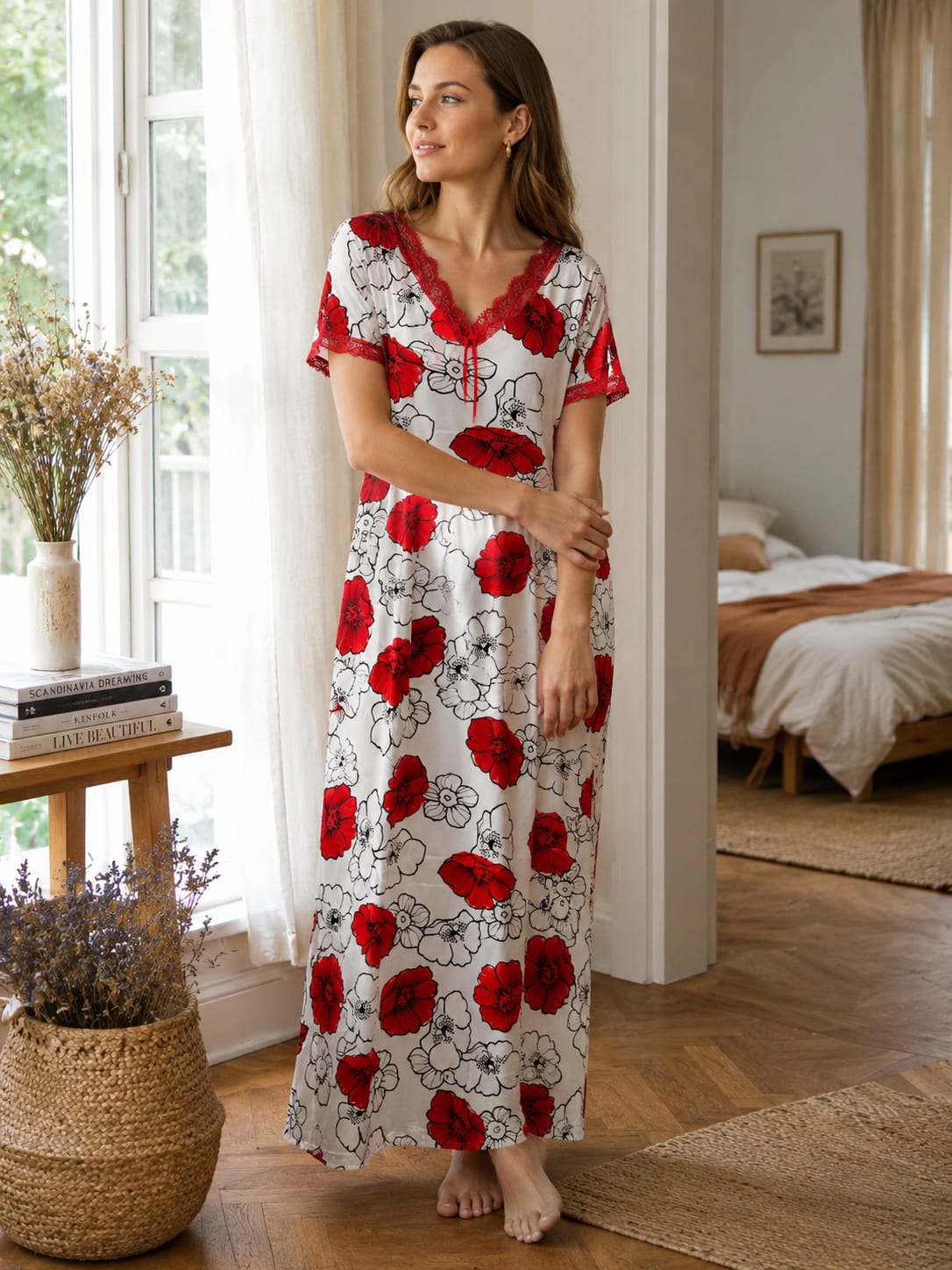 Satin Charm Printed Nighty