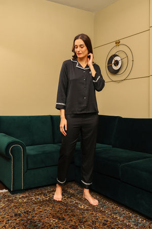 Classic Collar Pj set in Black
