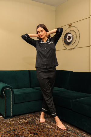Classic Collar Pj set in Black