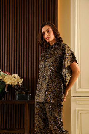 Leopard Printed Satin Summer Co-ord Set