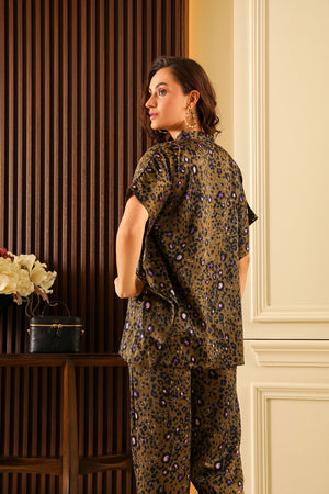 Leopard Printed Satin Summer Co-ord Set
