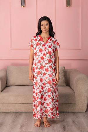 Floral breezy printed chiffon Nighty