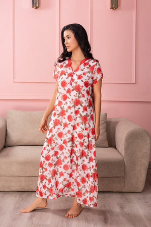Floral breezy printed chiffon Nighty