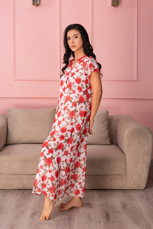 Floral breezy printed chiffon Nighty