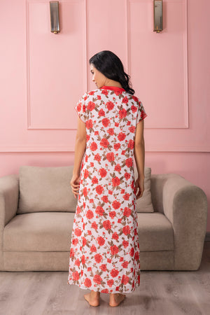 Floral breezy printed chiffon Nighty