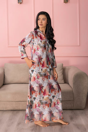 Printed Satin Nightdress