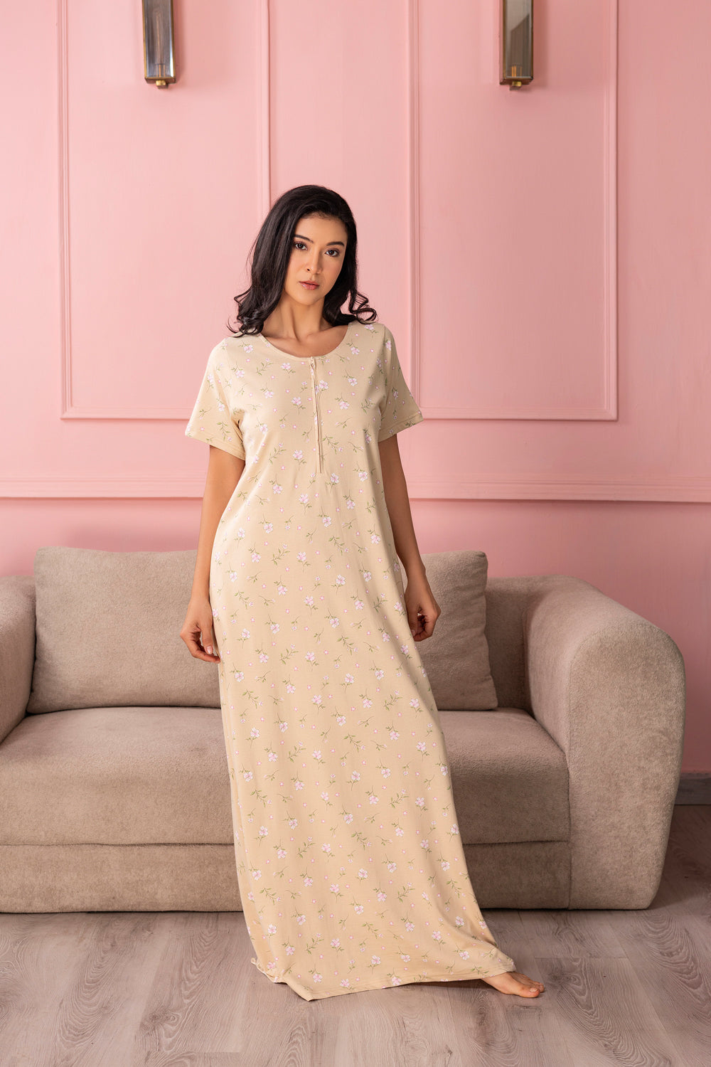 Floral zipper in pure cotton