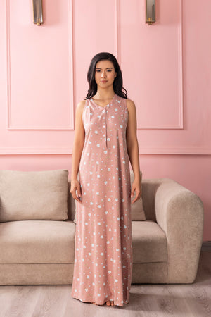 Floral Cotton Sleeveless Nighty