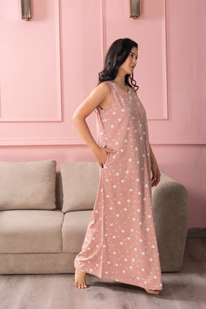 Floral Cotton Sleeveless Nighty
