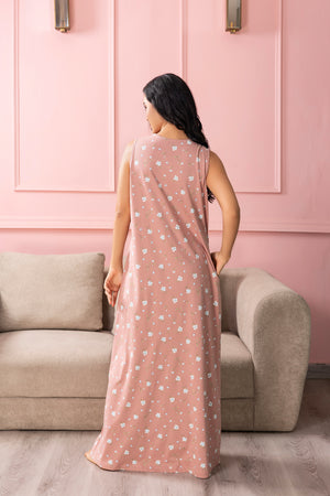 Floral Cotton Sleeveless Nighty