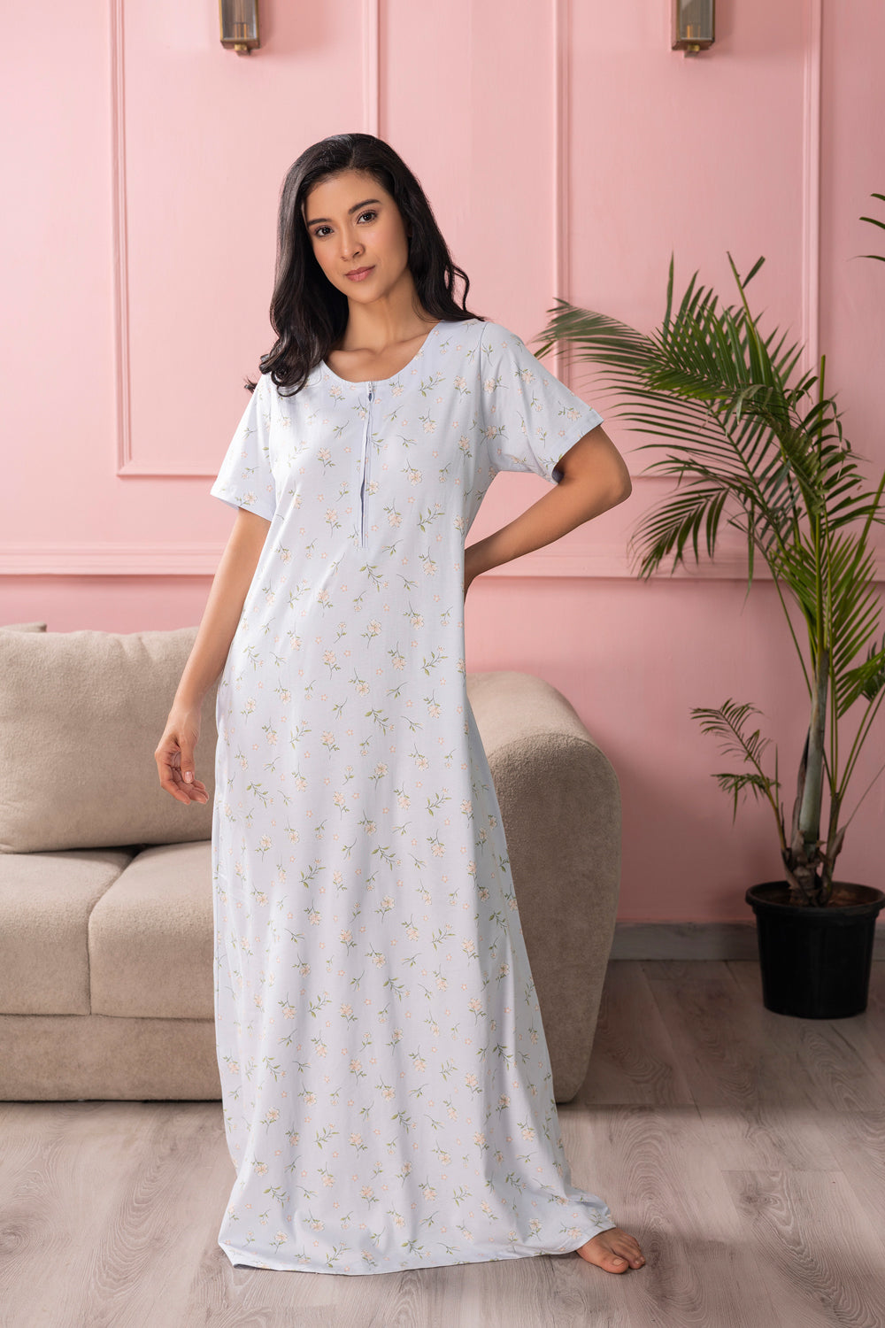 Powder blue cotton Zipper