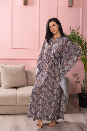 Printed Satin Kaftan