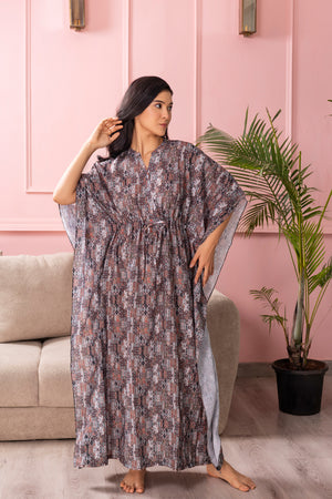 Printed Satin Kaftan