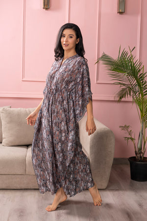 Printed Satin Kaftan