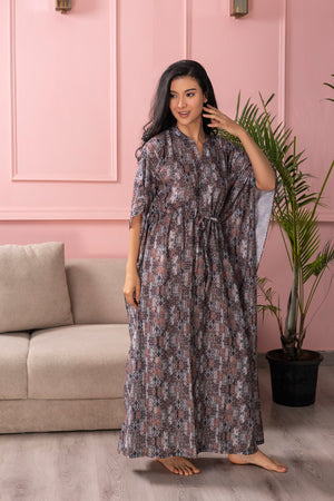 Printed Satin Kaftan