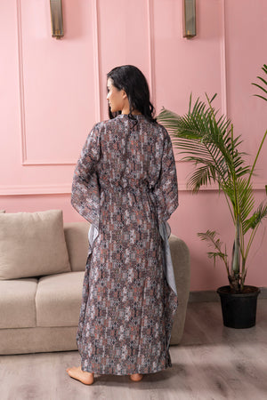 Printed Satin Kaftan