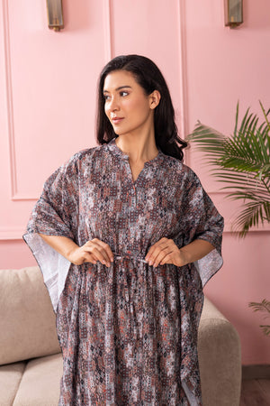 Printed Satin Kaftan