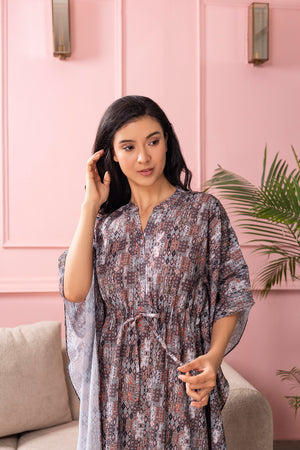 Printed Satin Kaftan