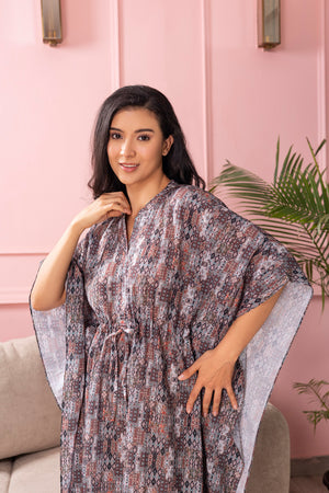 Printed Satin Kaftan