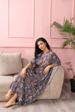 Printed Satin Kaftan