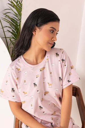 Dog Love pink Cotton lounger