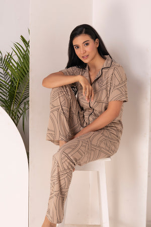 Classic collar Pj set in pure cotton