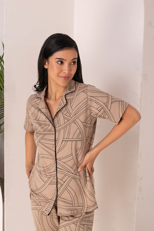 Classic collar Pj set in pure cotton