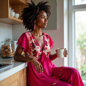 Hot Pink double chiffon Nighty