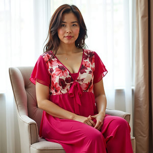 Hot Pink double chiffon Nighty