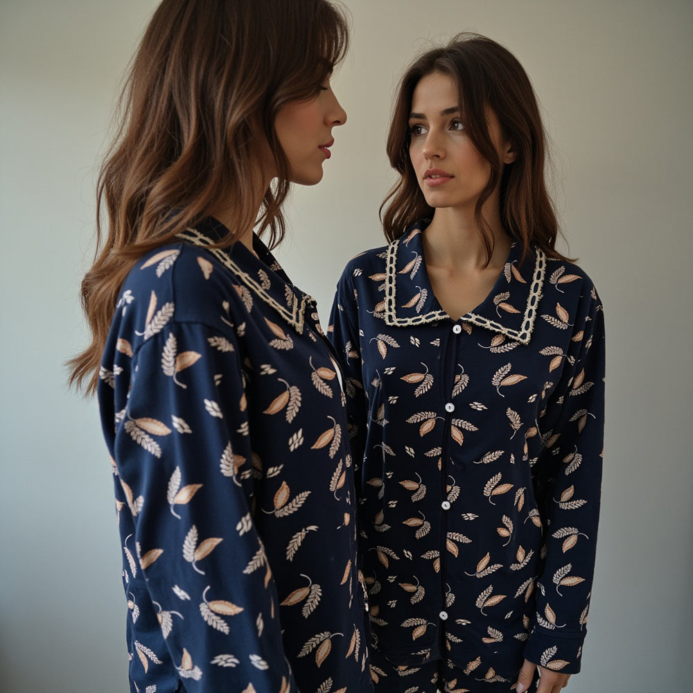 Navy Blue Hosiery Pj Set