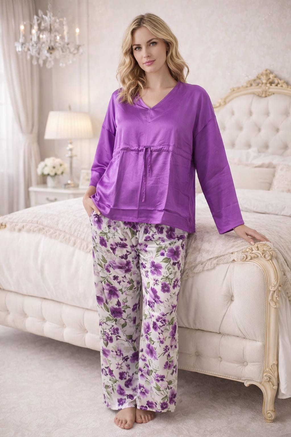 Purple Satin Kaftan – Royal Glow & Effortless Grace