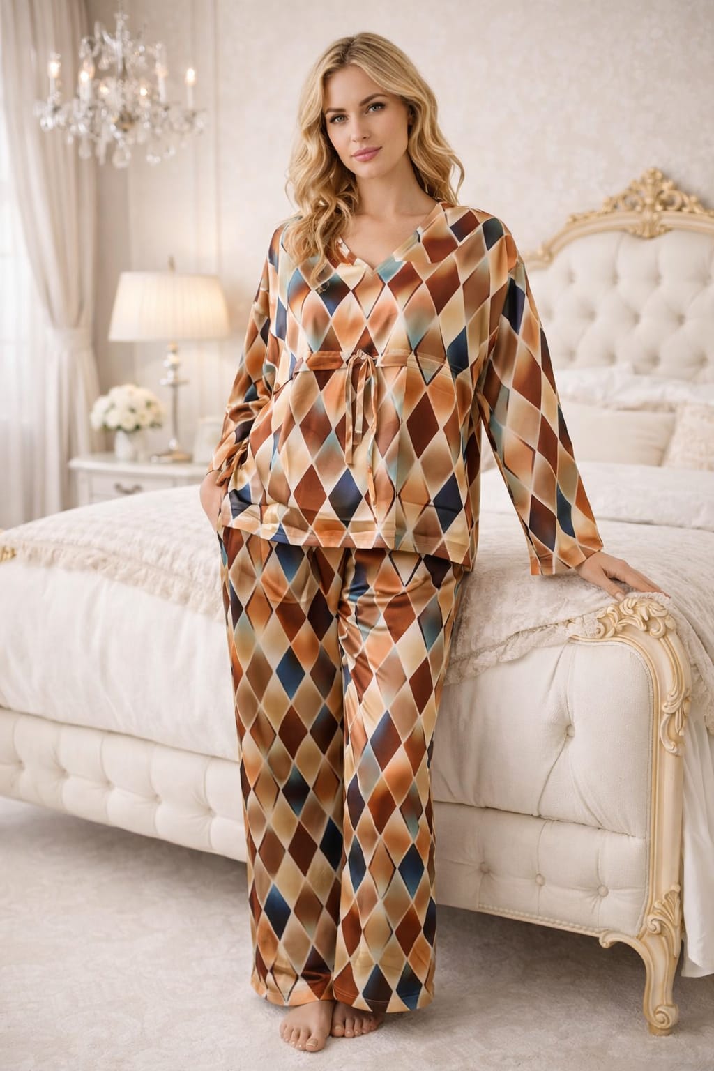 Printed Satin Kaftan – Effortless Chic & Comfort