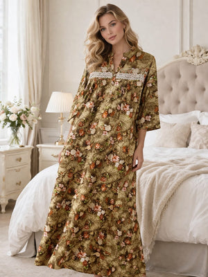 Vintage Floral Lace Trim Nighty