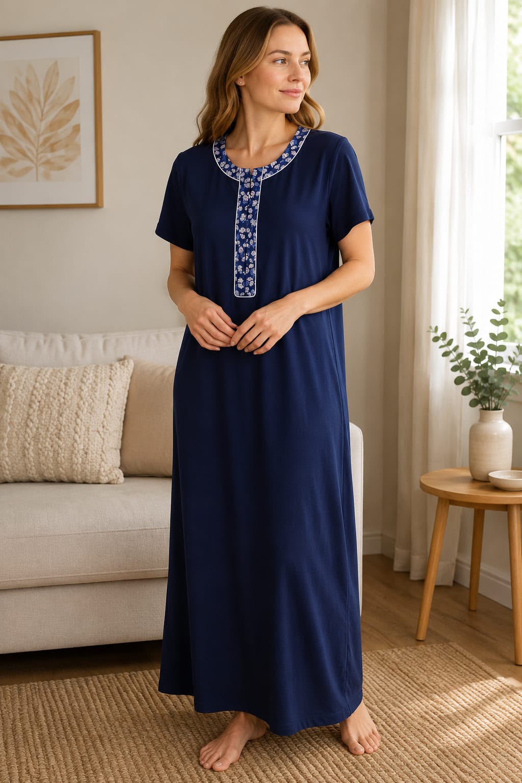 Midnight Comfort Zip Nighty | Navy