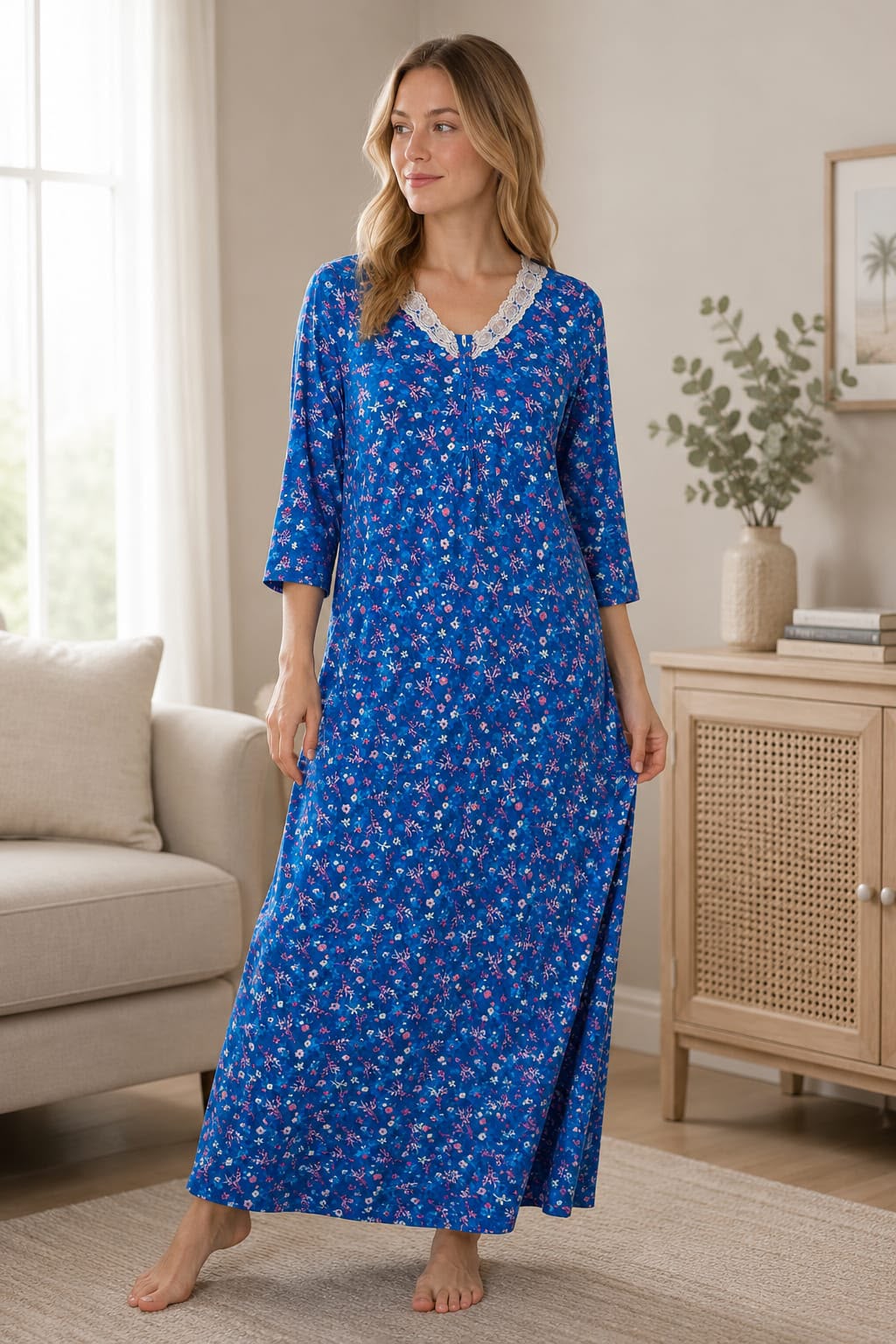 SkyEase Zip Nighty | Classic Blue