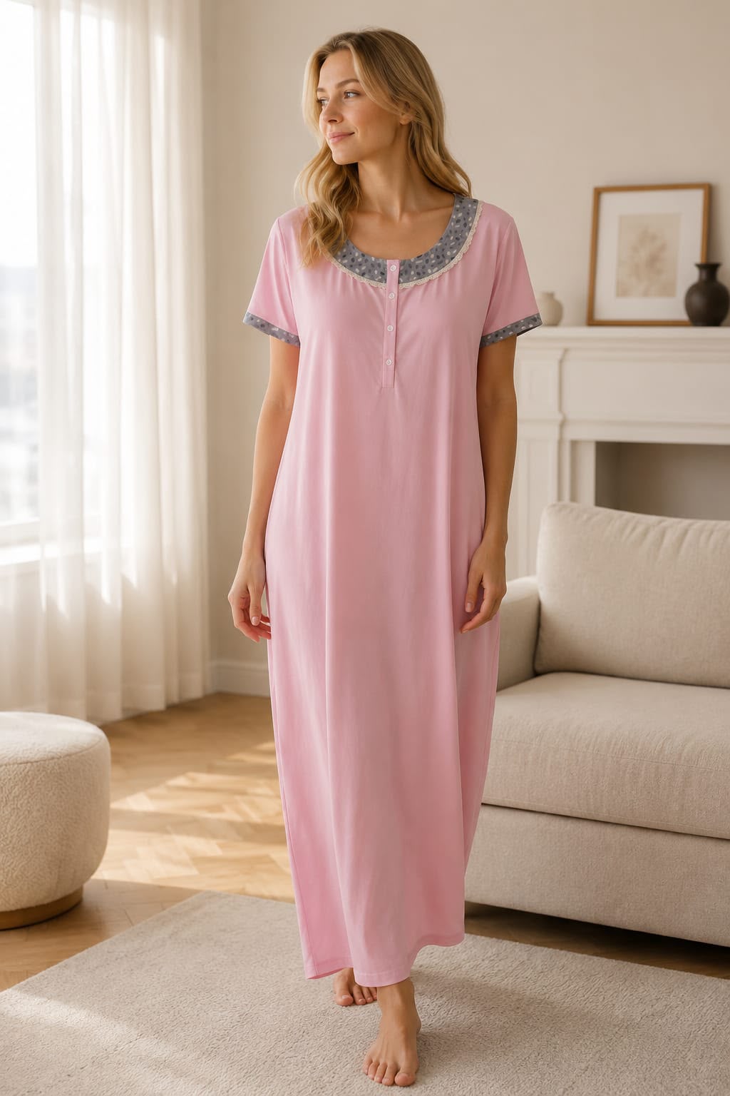 Blush Bloom Button Nighty