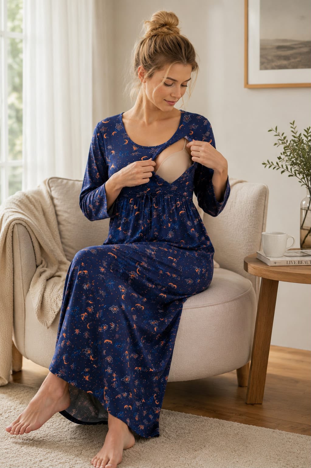 NurtureEase Nursing Nighty | Serenity Blue