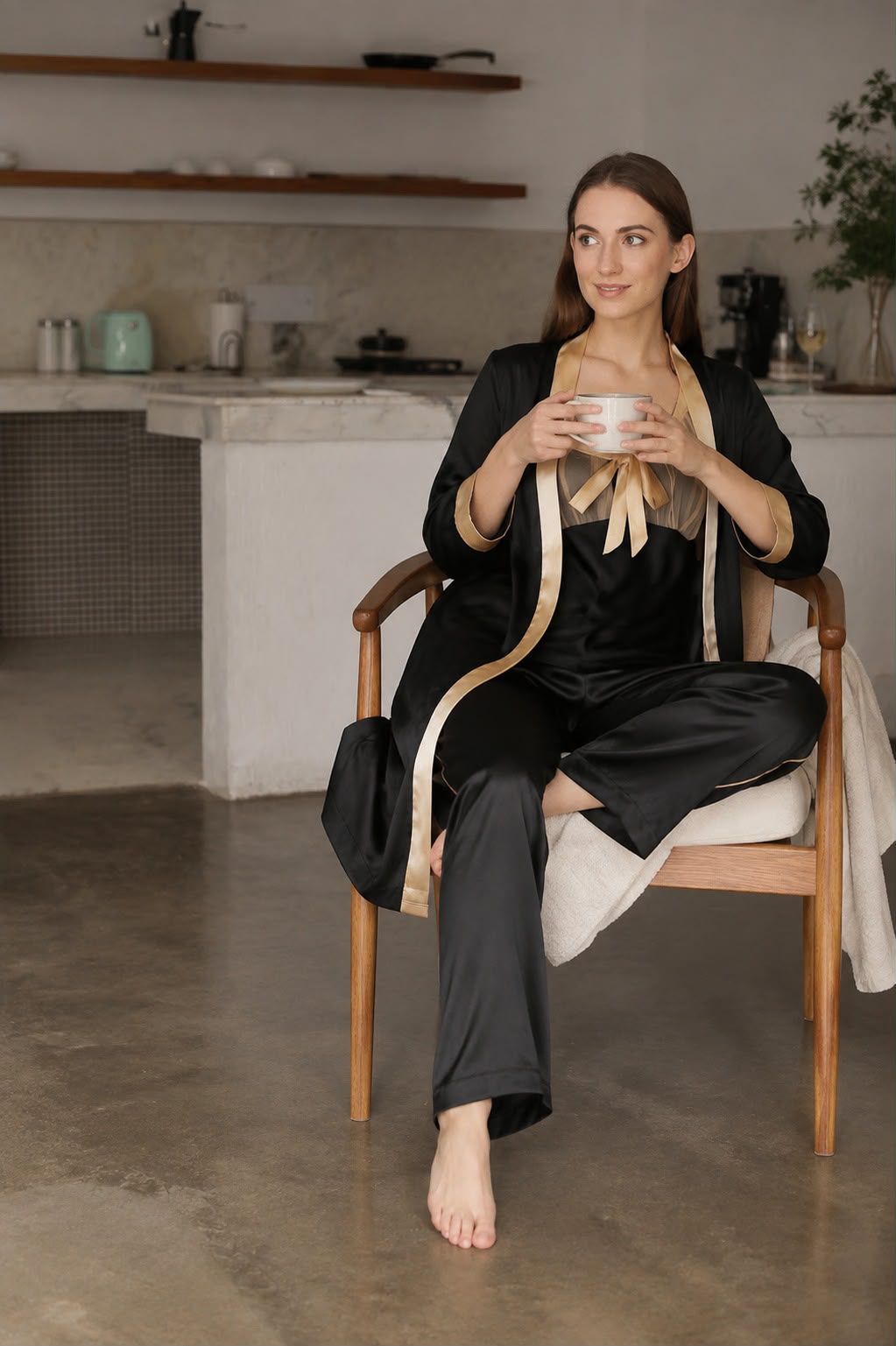 Black Cami Wrap Night Suit