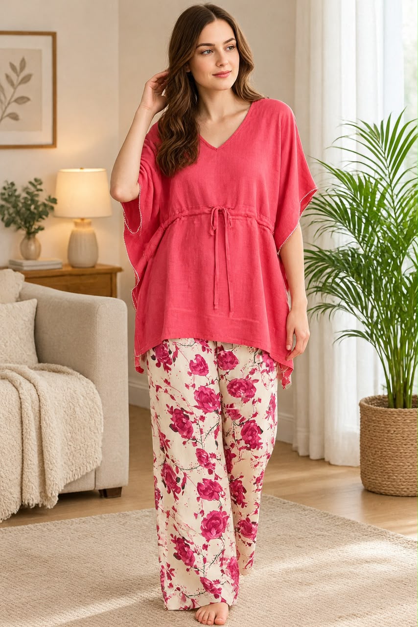 Rosé Amarante Lounge Top & Pajama Set