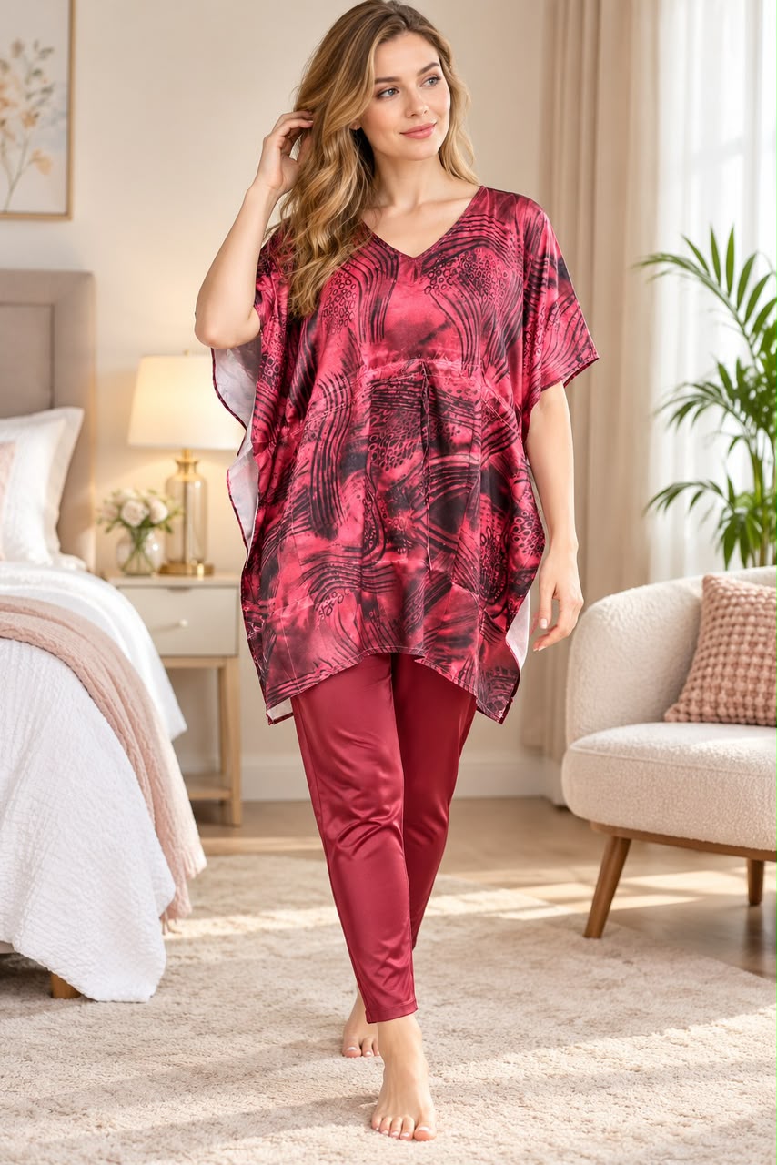 Veloura Rouge Luxe Top & Pajama Set