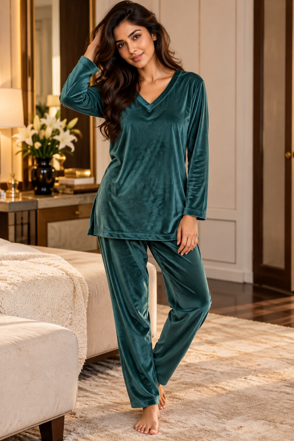 Veloura Luxe – Velvet Night Suit Set