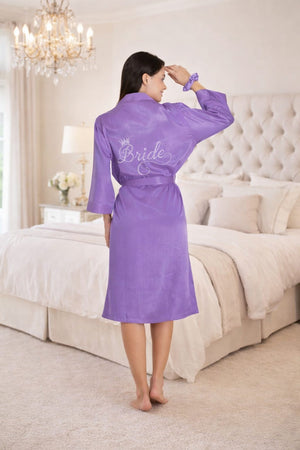 Satin Bride Robe with Swaroski In Lavender