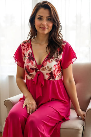 Hot Pink double chiffon Nighty