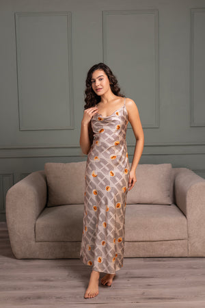 Printed Satin nightdress & Robe
