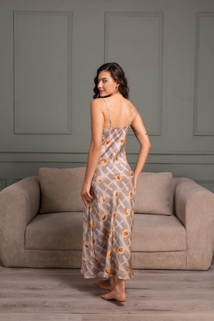 Printed Satin nightdress & Robe
