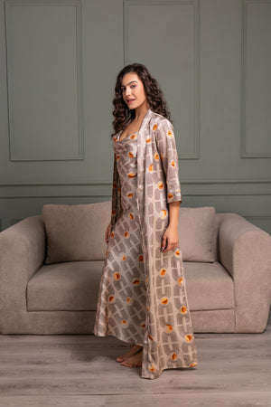 Printed Satin nightdress & Robe