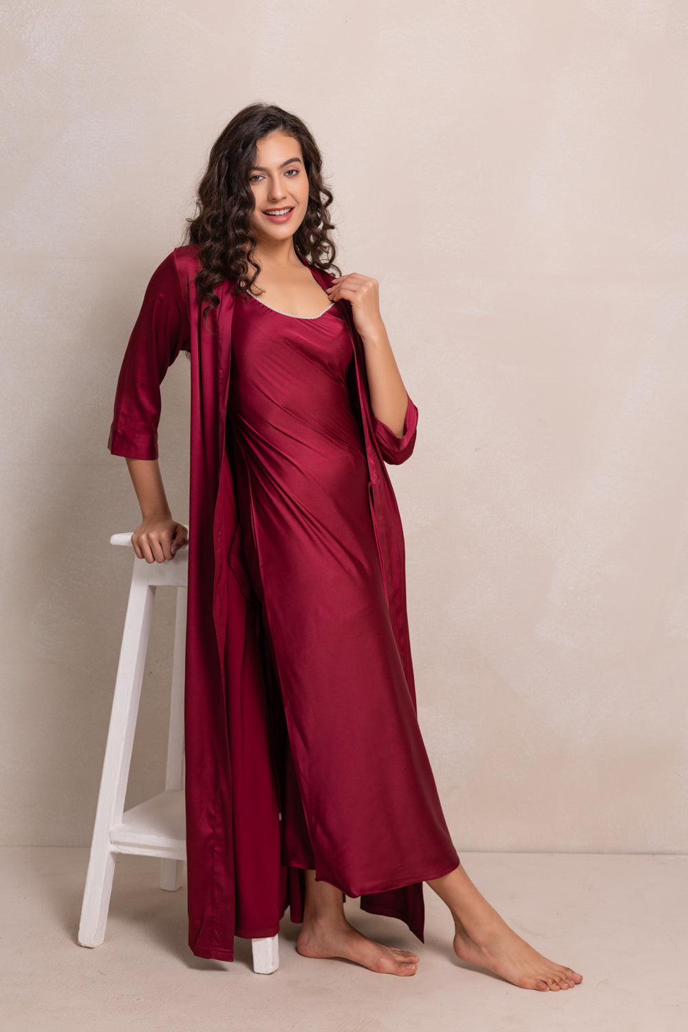 Nightgown set with pearls