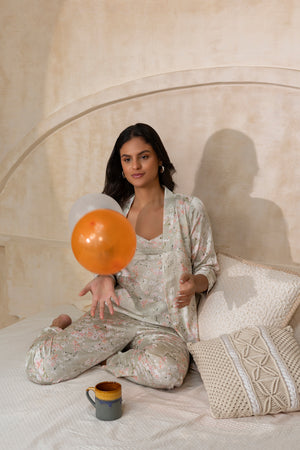 Mint Blossom Dream Pj set with Robe