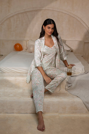 Mint Blossom Dream Pj set with Robe