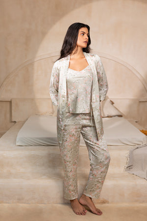 Mint Blossom Dream Pj set with Robe